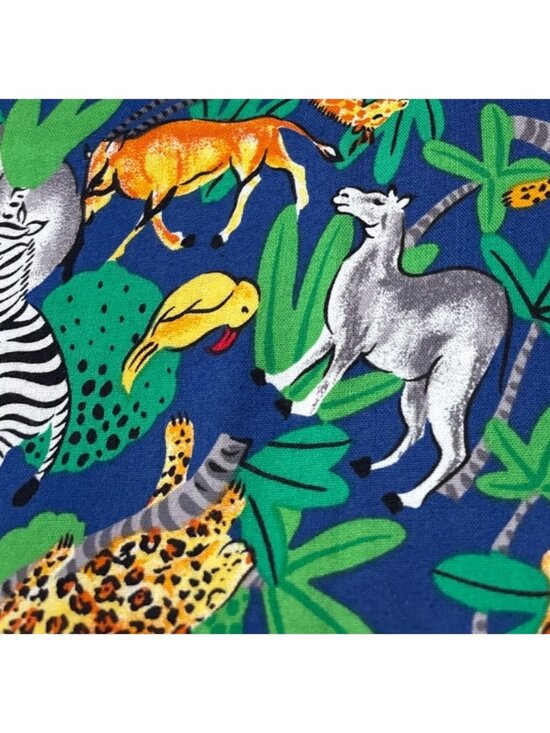 N/A Other - Safari-Themed Cotton Fabric 8"x44" Bright Jungle Animals Giraffes Zebras Parrots
